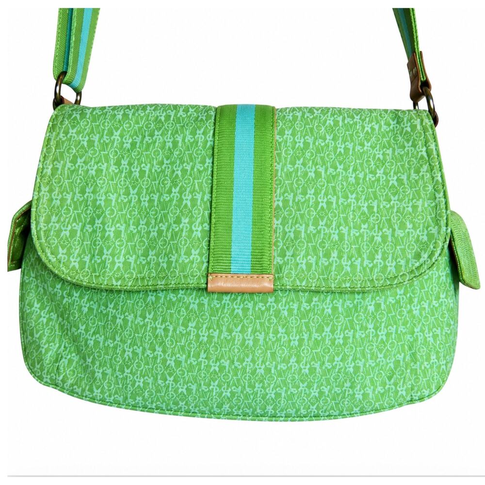 Y2K Fossil Monogram Messenger Bag Crossbody Green Canvas Mall Goth Streetwear